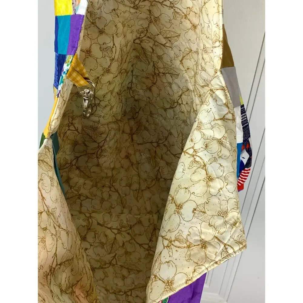Handmade Mondo Patchwork Large Slouchy Tote Bag Eclectic Wearable Art